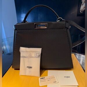 FENDI Peekaboo Selleria Grey Leather EXCELLENT LIKE NEW